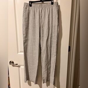 LANDS END High-Waist Striped Linen Pants
